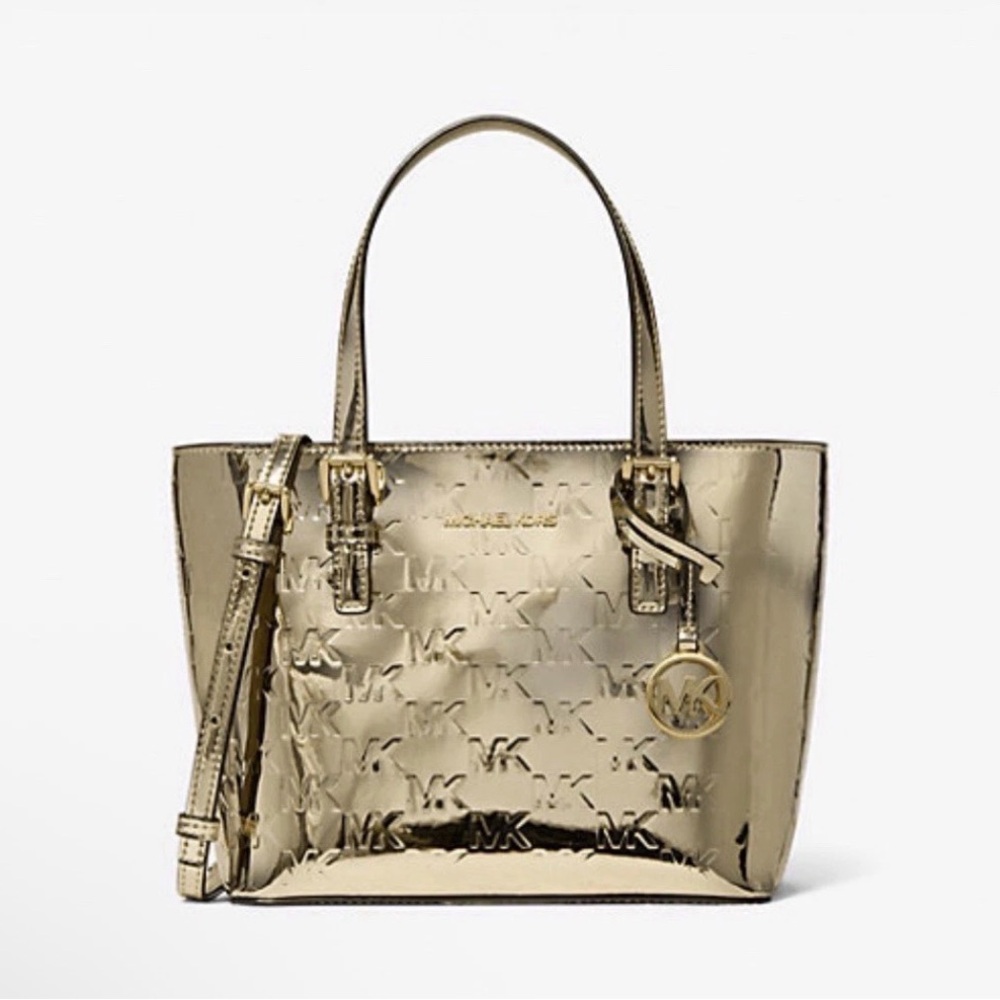 NWT Michael Kors Gold Logo Tote Crossbody Bag